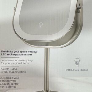 Halo Silver LED Rechargeable Mirror